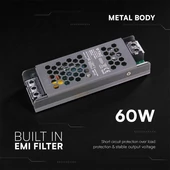 V-TAC IP20 slim fémházas LED tápegység 12V 60W 5A - SKU 24255