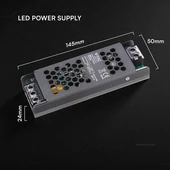 V-TAC IP20 slim fémházas LED tápegység 24V 60W 2.5A - SKU 24236