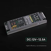 V-TAC IP20 slim fémházas LED tápegység 12V 150W 12.5A - SKU 24258