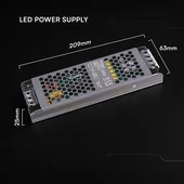 V-TAC IP20 slim fémházas LED tápegység 24V 150W 6.25A - SKU 24239