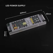 V-TAC IP20 slim fémházas LED tápegység 24V 200W 8.25A - SKU 24240