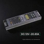 V-TAC IP20 slim fémházas LED tápegység 12V 250W 20.8A - SKU 24260