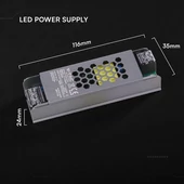 V-TAC IP20 slim fémházas LED tápegység 12V 36W 3A - SKU 24254
