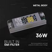V-TAC IP20 slim fémházas LED tápegység 24V 36W 1.5A - SKU 24235