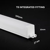 V-TAC CREE SMD LED lámpa 29cm T5 4W beépített kapcsolóval, hideg fehér - SKU 216916
