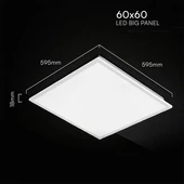 V-TAC süllyeszthető LED panel hideg fehér 36W 60 x 60cm, 120 Lm/W, Back-Lit - SKU 24142