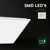V-TAC süllyeszthető Back-Lit 40W LED panel, állítható színhőmérséklet, 60x60 cm, 120Lm/W - SKU 24324