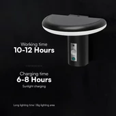 V-TAC 2W napelemes LED fali lámpa PIR szenzorral, IP54, meleg fehér - SKU 24365