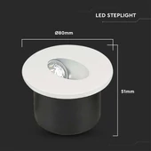 V-TAC 3W beltéri LED lépcsővilágítás, kerek, természetes fehér - SKU 211208