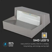 V-TAC 3W szürke LED lépcsővilágítás, szögletes, IP65, meleg fehér - SKU 1400