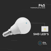 V-TAC 4.5W E14 meleg fehér P45 LED égő - SKU 2142501
