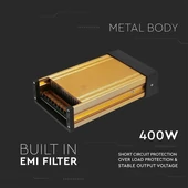 V-TAC fémházas IP45 LED tápegység 12V 400W 33A - SKU 3233
