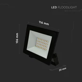 V-TAC FN-széria mini LED reflektor 20W természetes fehér, fekete házzal - SKU 23984