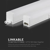 V-TAC LED lámpa 30cm T5 4W beépített kapcsolóval meleg fehér - SKU 21689