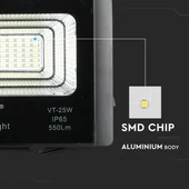 V-TAC napelemes LED reflektor 12W természetes fehér 5000 mAh - SKU 8573