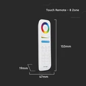 V-TAC RGB+W 8 zónás rádiófrekvenciás LED szalag távirányító - SKU 2921