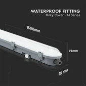 V-TAC sorolható LED lámpa 150cm 48W IP65 természetes fehér, fehér fedlap, 120 Lm/W - SKU 2120203