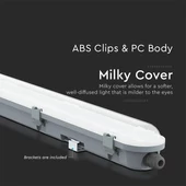 V-TAC sorolható LED lámpa 150cm 48W IP65 természetes fehér, fehér fedlap, 120 Lm/W - SKU 2120203