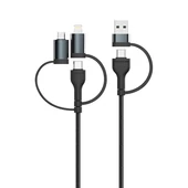 V-TAC 5in1 hálózati töltőkábel, Type-C, USB-A, microUSB és Lightning csatlakozókkal - SKU 7747