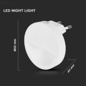 Kép 2/5 - V-TAC 0.45W kerek éjjeli fény, alkonykapcsolóval, természetes fehér - SKU 20018