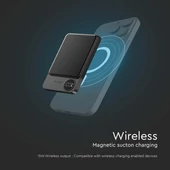 V-TAC 10000mAh alumínium powerbank, MagSafe vezeték nélküli töltéssel, Space grey - SKU 7849
