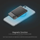 V-TAC 10000mAh alumínium powerbank, MagSafe vezeték nélküli töltéssel, Space grey - SKU 7849