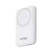 Kép 2/12 - V-TAC 10000mAh powerbank, MagSafe vezeték nélküli töltéssel, fehér - SKU 23039