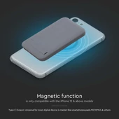 V-TAC 10000mAh powerbank, MagSafe vezeték nélküli töltéssel, szürke - SKU 23040