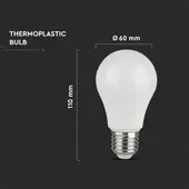 Kép 2/6 - V-TAC 10.5W E27 természetes fehér A60 LED égő - SKU 217349