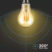 Kép 4/5 - V-TAC 10W borostyán E27 meleg fehér filament A60 LED égő - SKU 217157