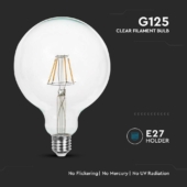 Kép 3/6 - V-TAC 10W E27 hideg fehér filament G125 LED égő - SKU 214424