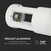 V-TAC 10W kültéri COB LED lámpa oszlop 25 cm, hideg fehér, fehér házzal, 100 Lm/W - SKU 128318