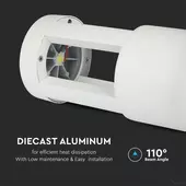 Kép 3/7 - V-TAC 10W kültéri COB LED lámpa oszlop 25 cm, hideg fehér, fehér házzal, 100 Lm/W - SKU 128318
