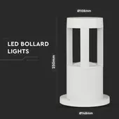 Kép 2/7 - V-TAC 10W kültéri COB LED lámpa oszlop 25 cm, természetes fehér, fehér házzal, 100 Lm/W - SKU 128317