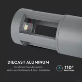 Kép 3/7 - V-TAC 10W kültéri LED lámpa oszlop 25 cm, hideg fehér, szürke házzal - SKU 128321