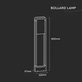 Kép 4/8 - V-TAC 10W kültéri LED lámpa oszlop 80 cm, hideg fehér, fehér házzal - SKU 20118