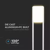 Kép 5/8 - V-TAC 10W kültéri LED lámpa oszlop 80 cm, hideg fehér, fehér házzal - SKU 20118