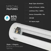 Kép 6/7 - V-TAC 10W kültéri LED lámpa oszlop 80 cm, hideg fehér, fehér házzal - SKU 8327