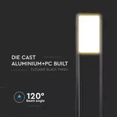 Kép 5/8 - V-TAC 10W kültéri LED lámpa oszlop 80 cm, hideg fehér, fekete - SKU 20115