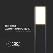 V-TAC 10W kültéri LED lámpa oszlop 80 cm, természetes fehér, fekete házzal - SKU 2120114