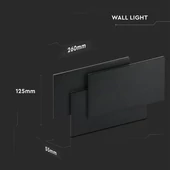 V-TAC 11W beltéri fekete fali LED lámpa meleg fehér - SKU 218204