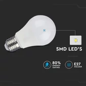 V-TAC 11W E27 hideg fehér mozgásérzékelős alkonykapcsolós LED égő - SKU 2765