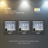 Kép 5/9 - V-TAC 11W flexibilis fénycső 48V mágneses Smart sínhez, CCT, 1 méter hosszú - SKU 10275