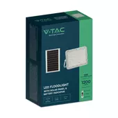 Kép 1/15 - V-TAC 12000mAh napelemes LED reflektor 15W természetes fehér, 1200 Lumen, fehér házzal - SKU 7844