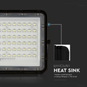 Kép 5/15 - V-TAC 12000mAh napelemes LED reflektor 15W természetes fehér, 1200 Lumen, fekete házzal - SKU 7826