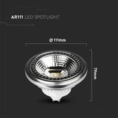 Kép 2/7 - V-TAC 12W AR111 GU10 LED égő meleg fehér 40° - SKU 214224