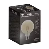 Kép 3/7 - V-TAC 12W borostyán E27 meleg fehér filament G125 LED égő, 110 Lm/W - SKU 217456