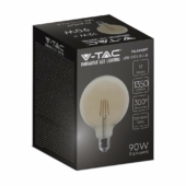 Kép 3/7 - V-TAC 12W borostyán E27 meleg fehér filament G125 LED égő, 110 Lm/W - SKU 217456