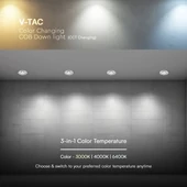 V-TAC 12W CCT méhsejt diffúzoros mélysugárzó, fehér, BridgeLUX chipes - SKU 23672