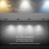 V-TAC 12W CCT méhsejt diffúzoros mélysugárzó, fekete, BridgeLUX chipes - SKU 23671